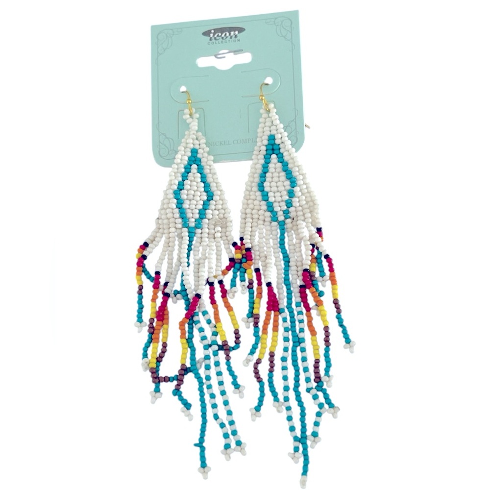 MULTI COLOR TRIBAL DESIGN HANGING EARRINGS